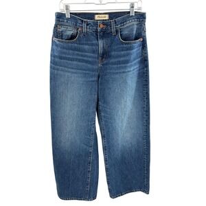Madewell Super Wide Leg Jeans Medium Wash Blue Cropped Size 28P